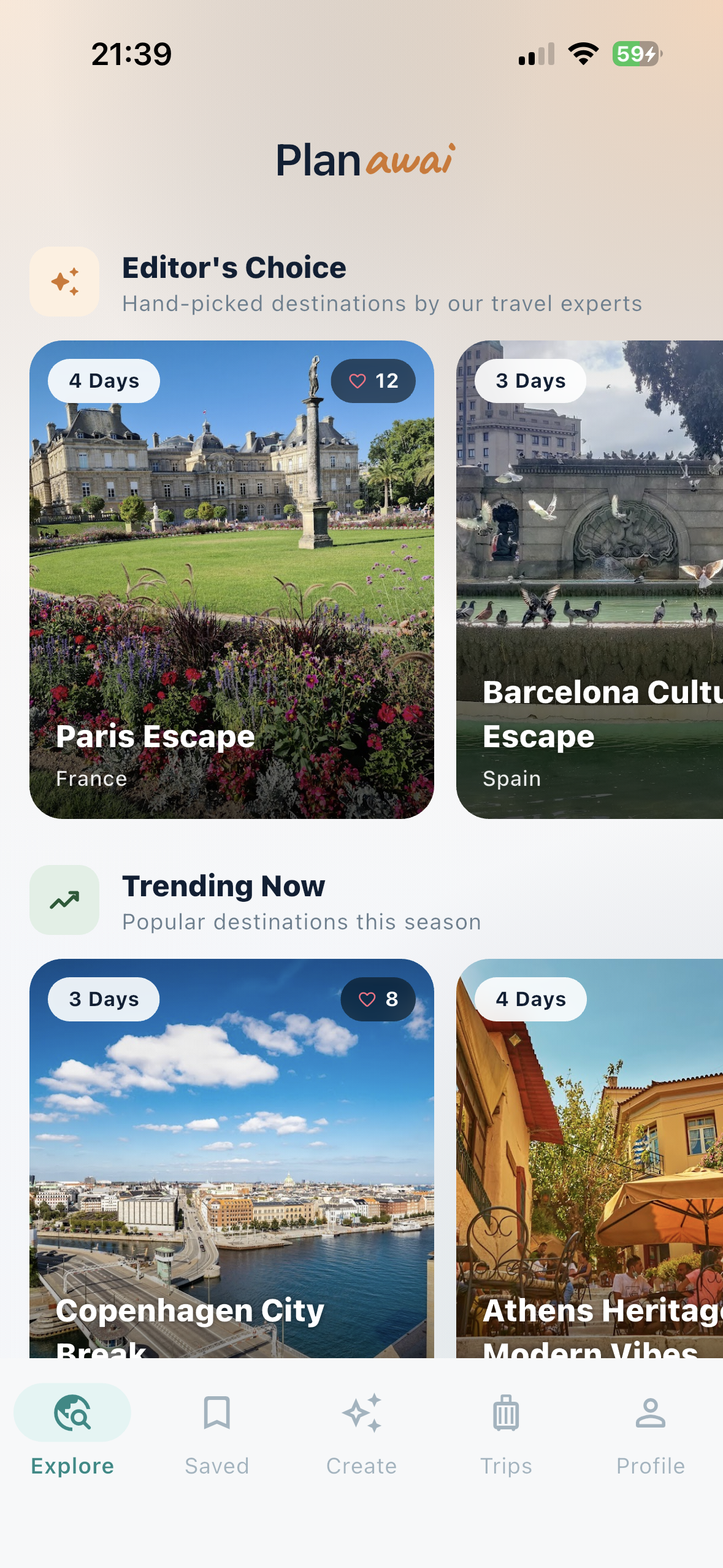 Editor's pick itineraries in the Planawai app